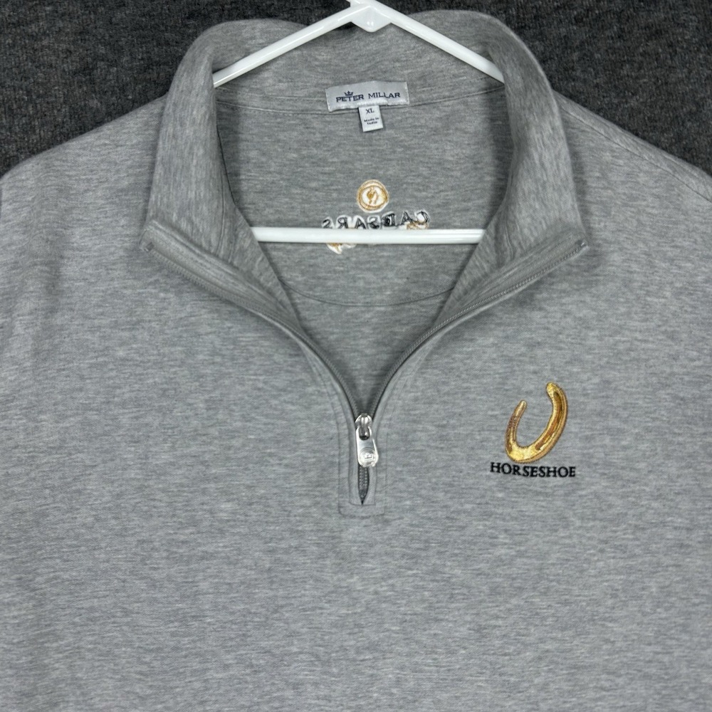 Peter Millar 1/4 Zip Pullover Men XL Gray Las Vegas Horseshoe Caesars Carano Cup